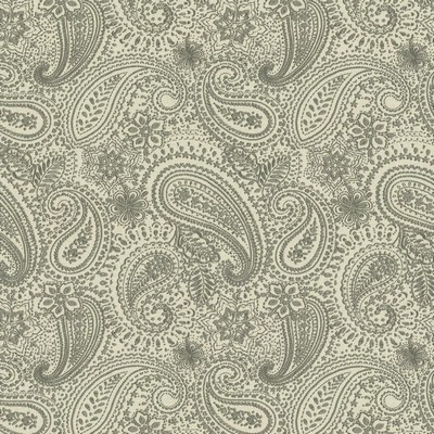 Kasmir Graphic Paisley Grey in 1451 Grey Cotton  Blend Fire Rated Fabric Heavy Duty CA 117  Classic Paisley   Fabric